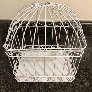 decorative white metal bird cage